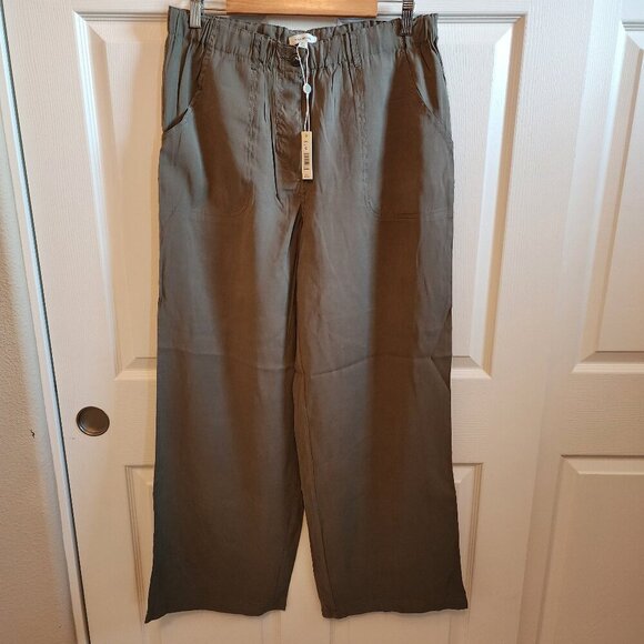 Max Studio Elastic Waist Wide Leg Pants Sage Green XL - Picture 1 of 7